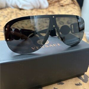 Versace Bold Black Shield Sunglasses